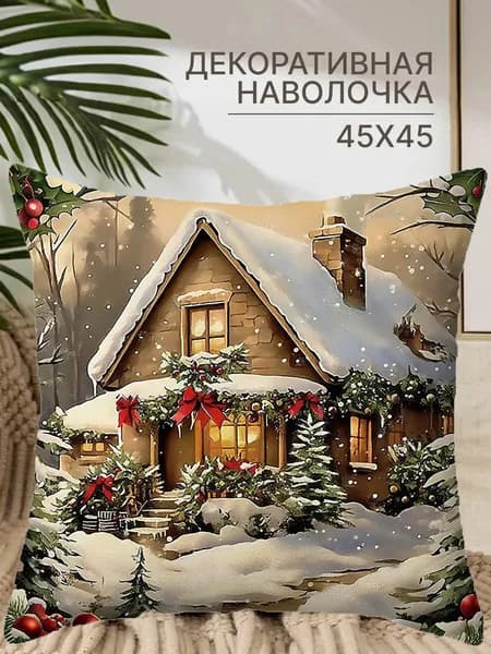 Наволочка 45x45 см 1 шт лён, золотой, светло-бежевый 3d-эффект
