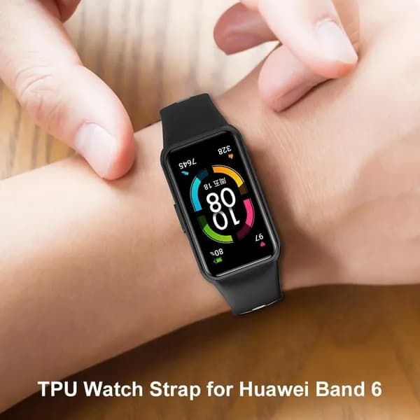 Ремешок для Huawei Band 6 и Honor Band 6, чёрный с серым