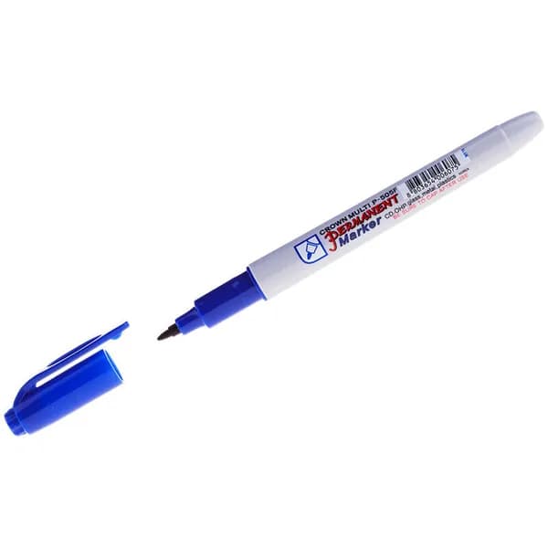 Перманентный маркер Crown Multi Marker Super Slim P-505F, 1 мм, синий (1 шт)