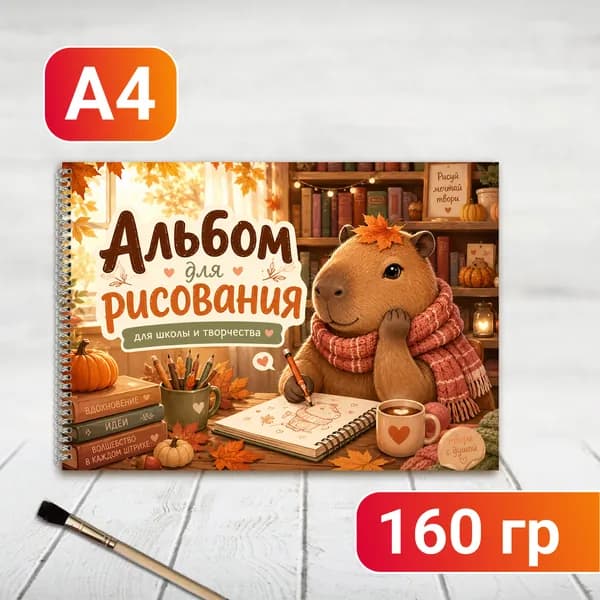 Альбом для рисования Прикольная Капибара