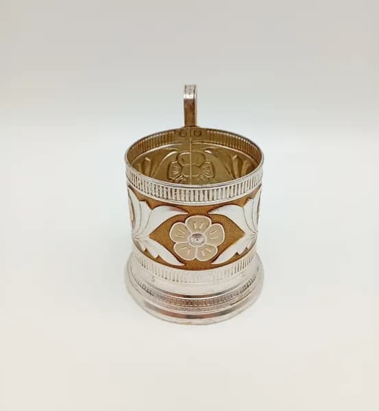 Подстаканник "Цветы". Алюминий. СССР. 1959-1975 гг.