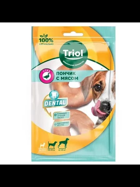 Пончики жевательные с мясом утки DENTAL, 7.5 см (2 шт)