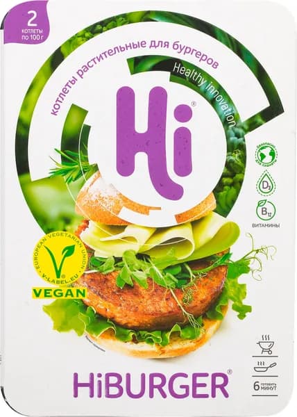 Котлеты растительные HI Hiburger для бургеров замороженные, 200г