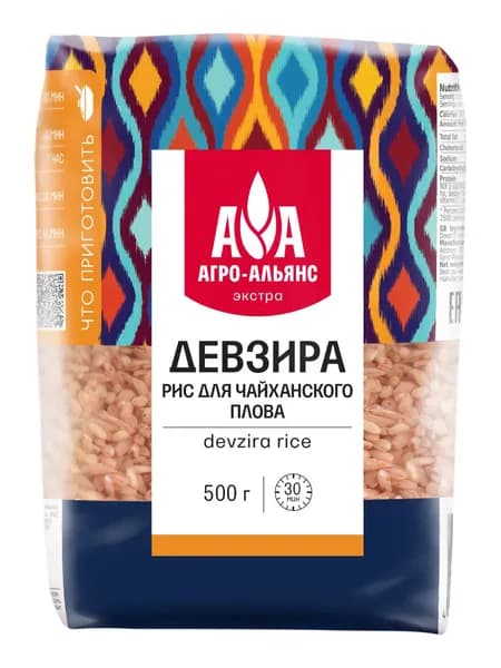Рис Девзира для чайханского плова Агро-Альянс 500г