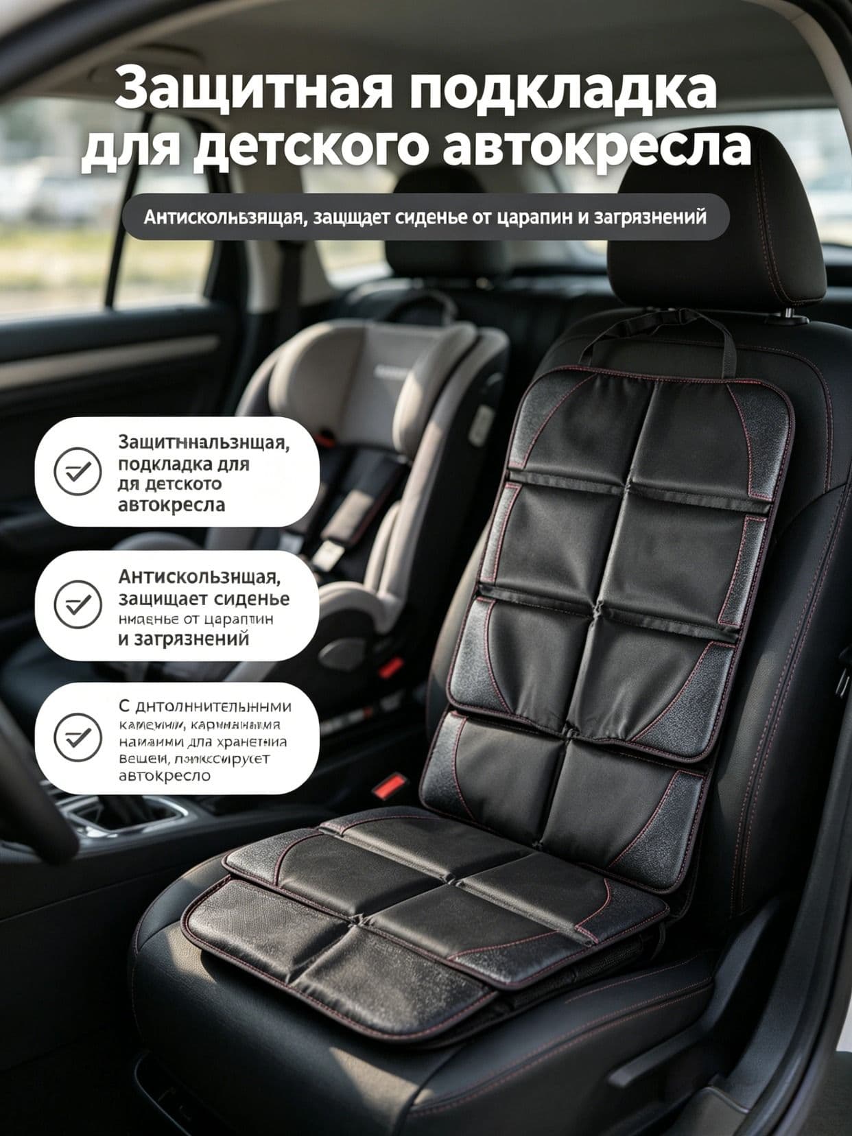 Накидка автомобильная на Задние сиденья, Передние сиденья, Оксфорд, 1 шт.