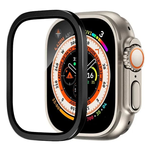 Защитная пленка для экрана Apple Watch Ultra 2 с рамкой из алюминиевого сплава диаметром 49 мм + Закаленное стекло высокой четкости