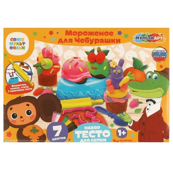 Набор с тестом для лепки и формочками "Мороженое для Чебурашки" MultiArt PDSET-102032