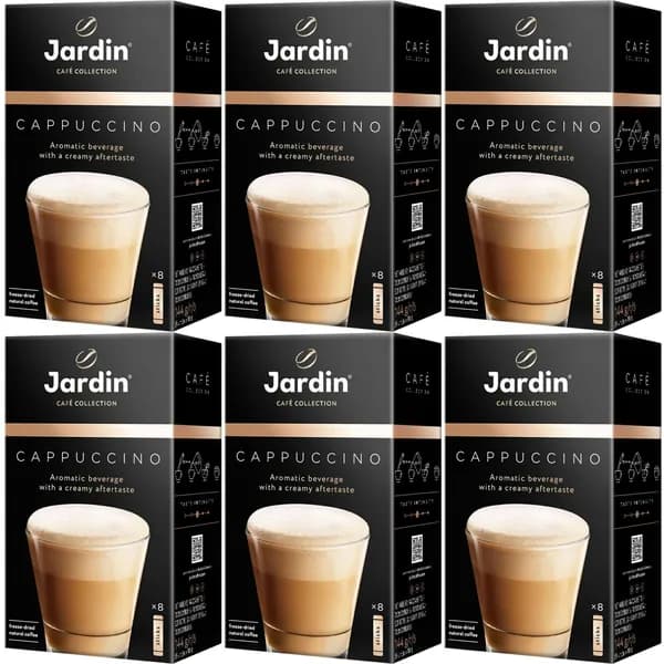 Кофейный напиток Jardin Cappuccino 3 в 1 растворимый 18 г х 8 шт, набор: 6 штук