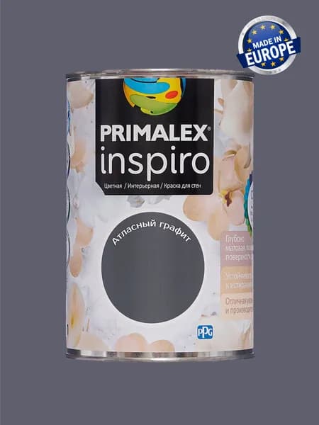 Краска для стен интерьерная Primalex Inspiro Атласный Графит 1л