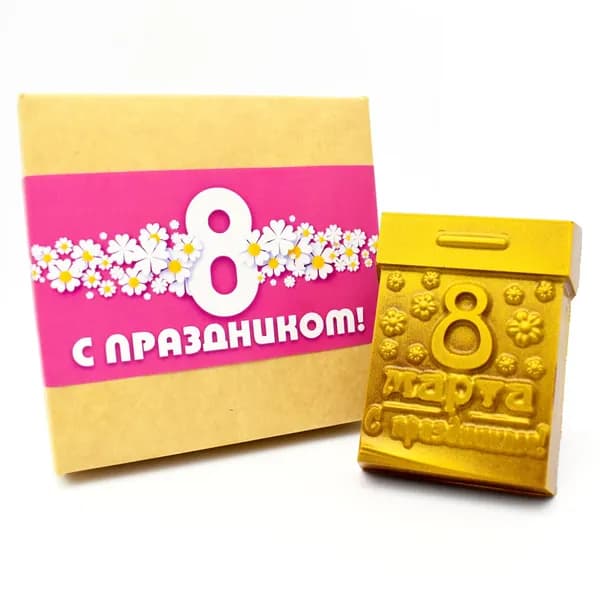 Шоколадный подарок для женщин "8 марта", фигурный молочный шоколад в форме календаря, 70 грамм