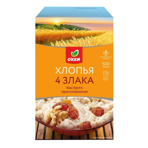 Хлопья О'кей 4 злака 500 г
