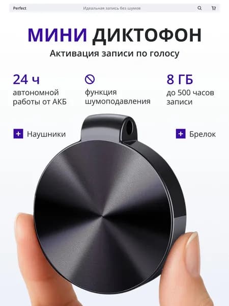 Цифровой аудио мини диктофон брелок для записи и прослушивания звуков + флешка 8 гб.