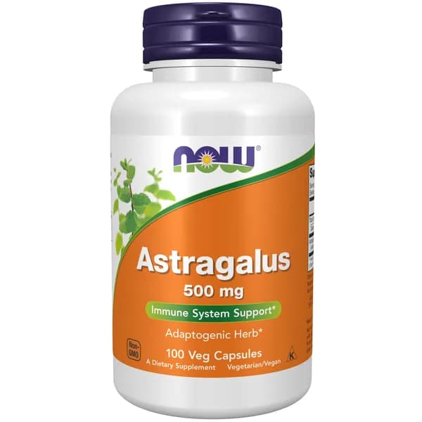 NOW Astragalus 500mg Астрагал, 100 капсул, для иммунитета, от простуды, антиоксидант, успокоительное для взрослых, антистресс