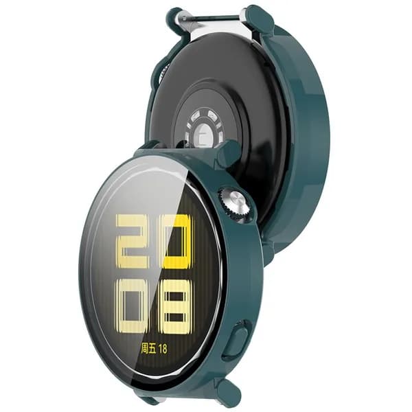 Чехол-плёнка для Huawei Watch GT5 41 мм, зелёный, из поликарбоната и закалённого стекла