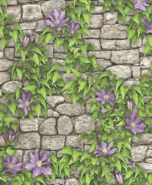 Обои бумажные, моющиеся, полуметровые, 0,53*10м, Клематис 6