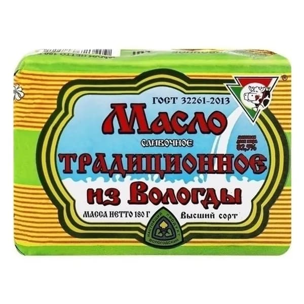 Сливочное масло Северное Молоко из Вологды Традиционное 82,5% БЗМЖ 180 г