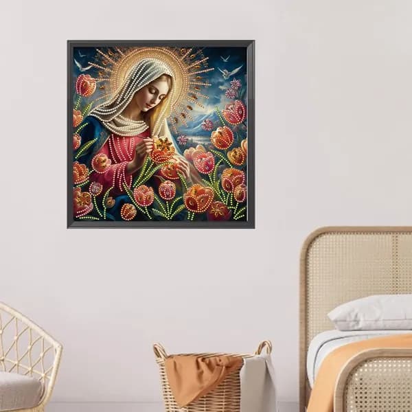 Частичная алмазная вышивка Дева Мария , смола, 30 30 см