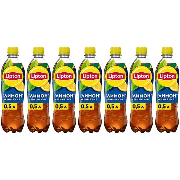 Холодный чай Lipton черный лимон 500 мл, набор: 7 штук