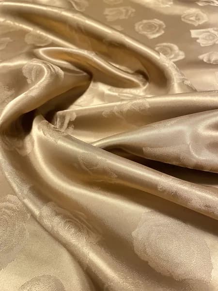 Ткань жаккард /сатин подкладочная ,вискоза .Weyermann 4523 Jacguard Satin"Rose" .Германия . Темное золото , отрез 0,5 м . Вискоза