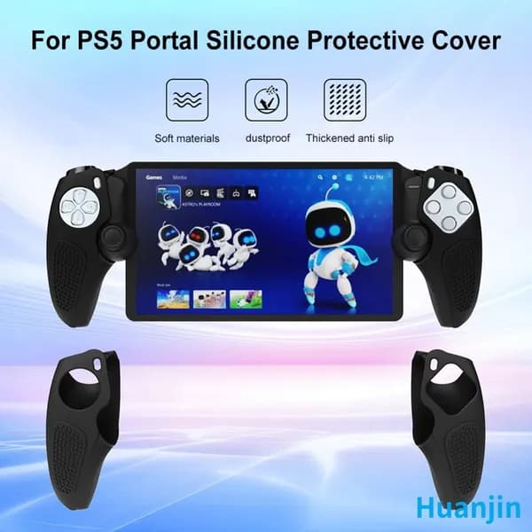 Силиконовый чехол для PlayStation Portal, чёрный, противоскользящий