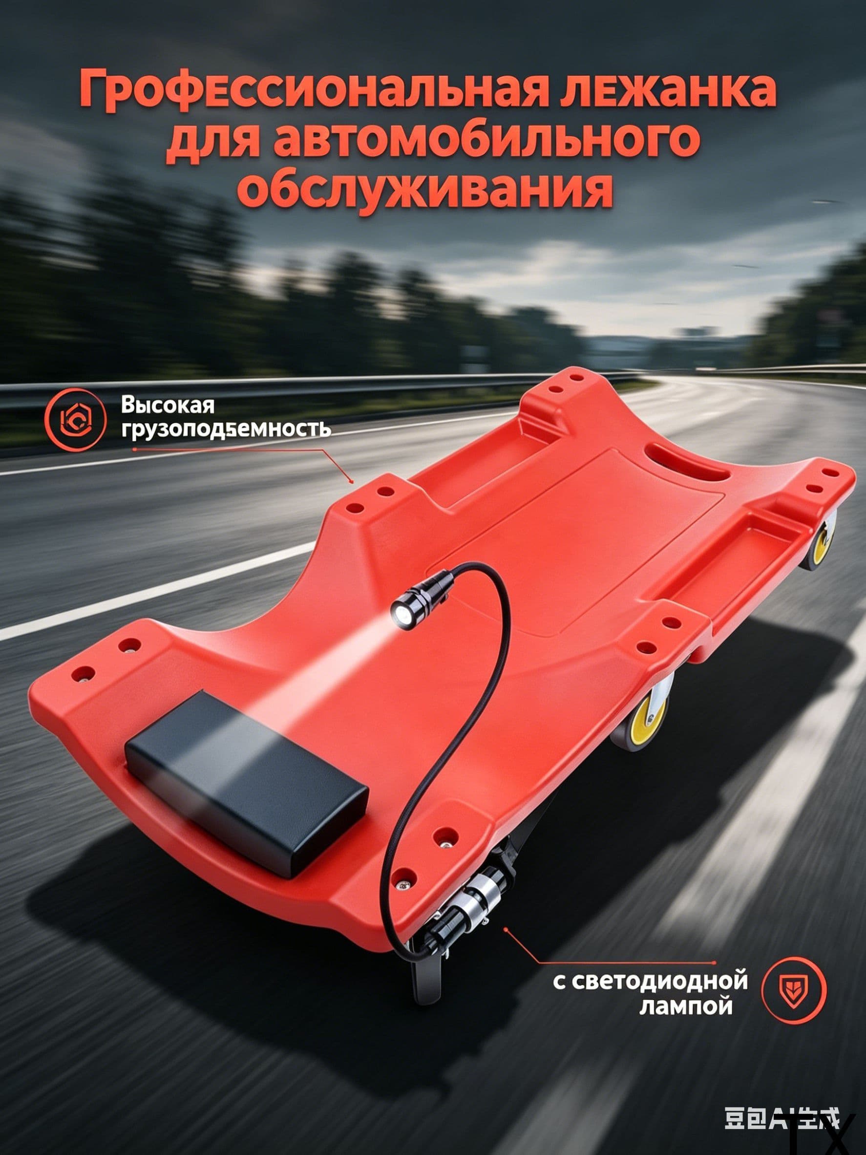 Пластиковый лежак OM, премиум для ремонта авто