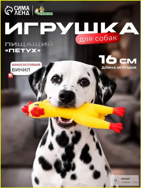 Игрушка Петух резиновая пищащая курица для собак, 16,5 см
