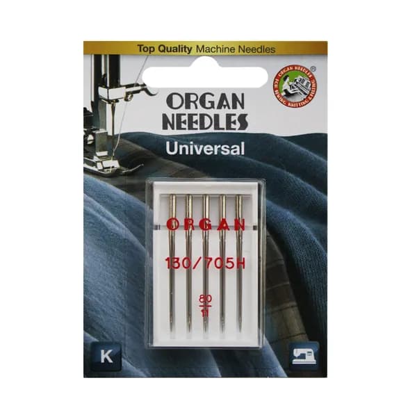 Иглы ORGAN для швейных машин, универсальные № 80, 5 шт, Blister
