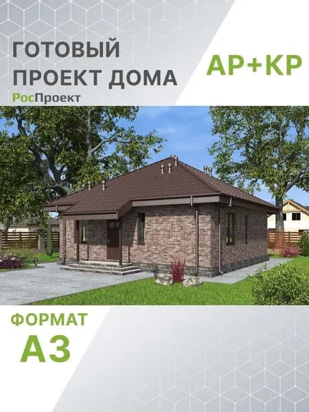 Проект RPg3858 - Одноэтажный дом с террасой и кухней-гостиной (69 м2, 13м x10м)