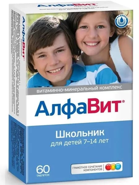 Алфавит Школьник, витаминно-минеральный комплекс из трех жевательных таблеток, 60 шт