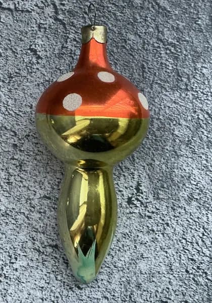 Елочная игрушка СССР - Винтаж - Фигурка новогодняя - Гриб-Мухомор #10&