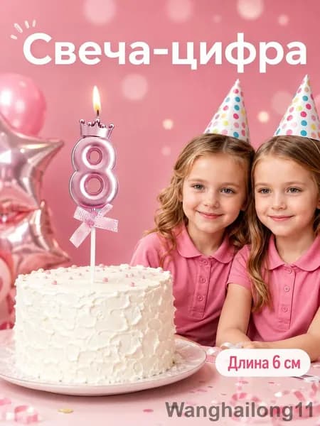 Свечи для торта цифра 0, цифра 1, 6 см х 3 см