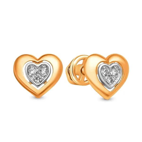 Серьги женские с фианитами из красного золота 375 пробы 585GOLD