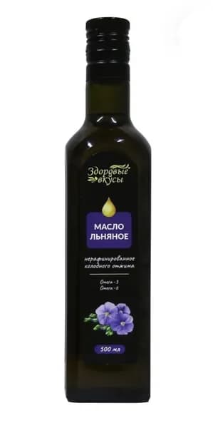 Здоровые вкусы Масло льняное Нерафинированное, 500 мл/