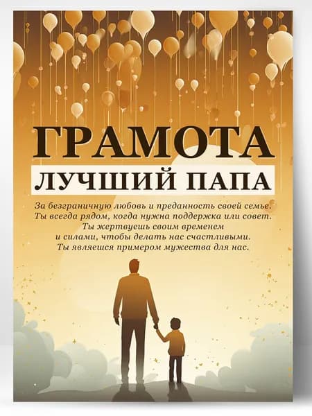Грамота открытка поздравительная подарок лучший папа