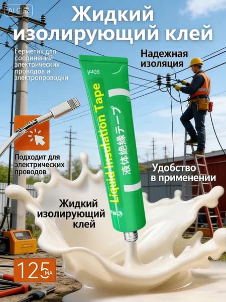 Жидкий изолирующий клей 125мл герметик для электрических проводов и соединений