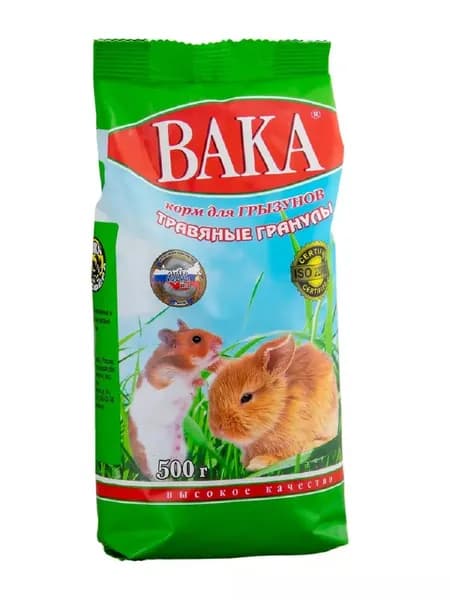 Вака "ВК" Травяные гранулы для грызунов, 500 г.