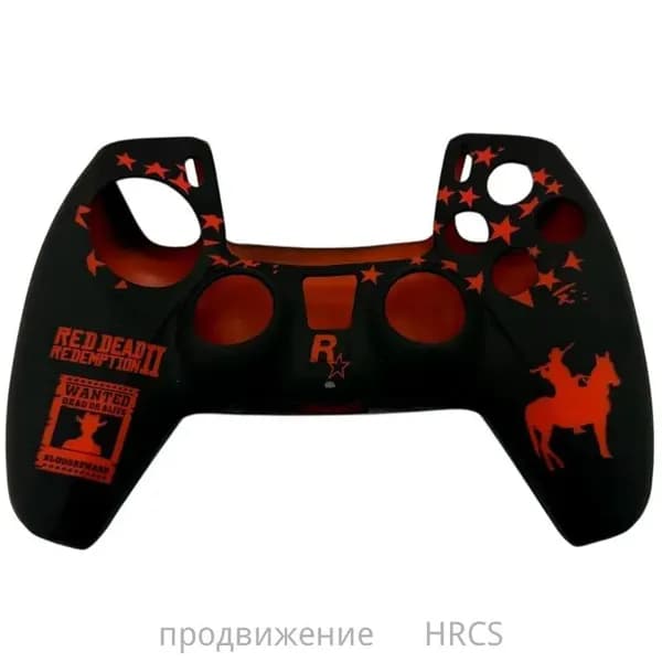 Силиконовый чехол для геймпада DualSense (PS5) (Red Dead Redemption 2) (черный)