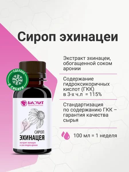 Сироп Эхинацея, 100 мл, Биолит