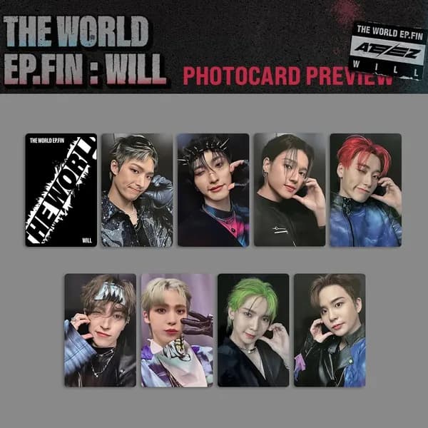 ATEEZ Карточки THE WORLD FIN WILL Коллекционная карточка Фотокарточки 5.4*8.6cm 8 шт