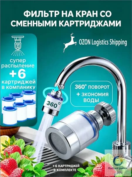 Фильтр для воды для кухни дачи водосберегающий и сменные картриджи