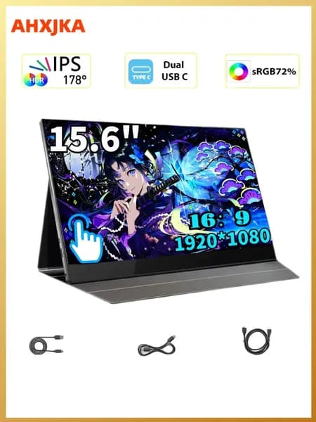AHXJKA 15.6" Монитор (S156-FHD-M), IPS, 1920x1080, 60 Гц, черный