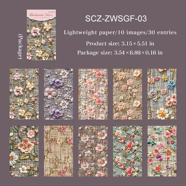 Материалы для творчества Handmade Fabric, 10 изображений, 30 листов, лёгкая бумага