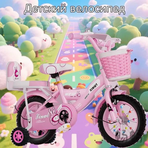 Детский двухколесный велосипед , диаметр колес 12 дюймов с боковыми колесами, рост 80-90 см, от 2 до 3 летzsc