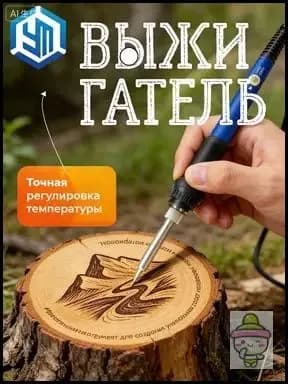 Выжигатель по дереву с набором насадок, прибор с регулировкой мощности для творчества и ремесла