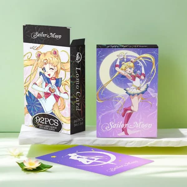 Аниме-карточки Sailor Moon: 60 маленьких карточек и 32 мини-наклейки-94150
