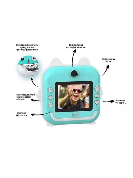 Фотоаппарат моментальной печати Leef LF-CAM-01, blue