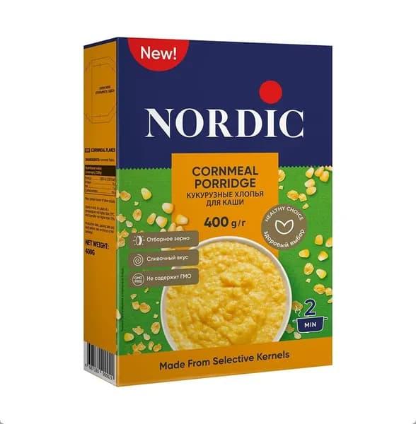 Хлопья кукурузные Nordic 400г, Россия - 1 шт.
