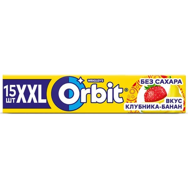 Жевательная резинка Orbit XXL Клубника-банан без сахара 20,4 г