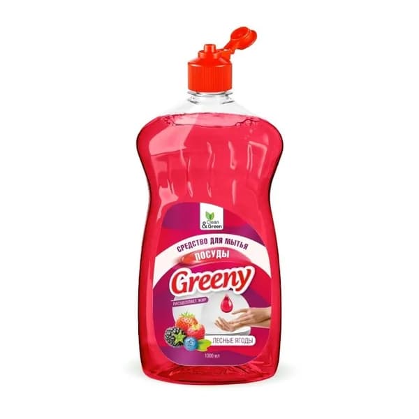 Средство для мытья посуды "Greeny" Light 1000 мл. Лесные ягоды Clean&Green CG8158