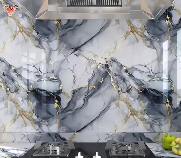 Эксклюзивные моющиеся обои для кухни 30x30 см с фольгой, 10 самоклеющихся панелей